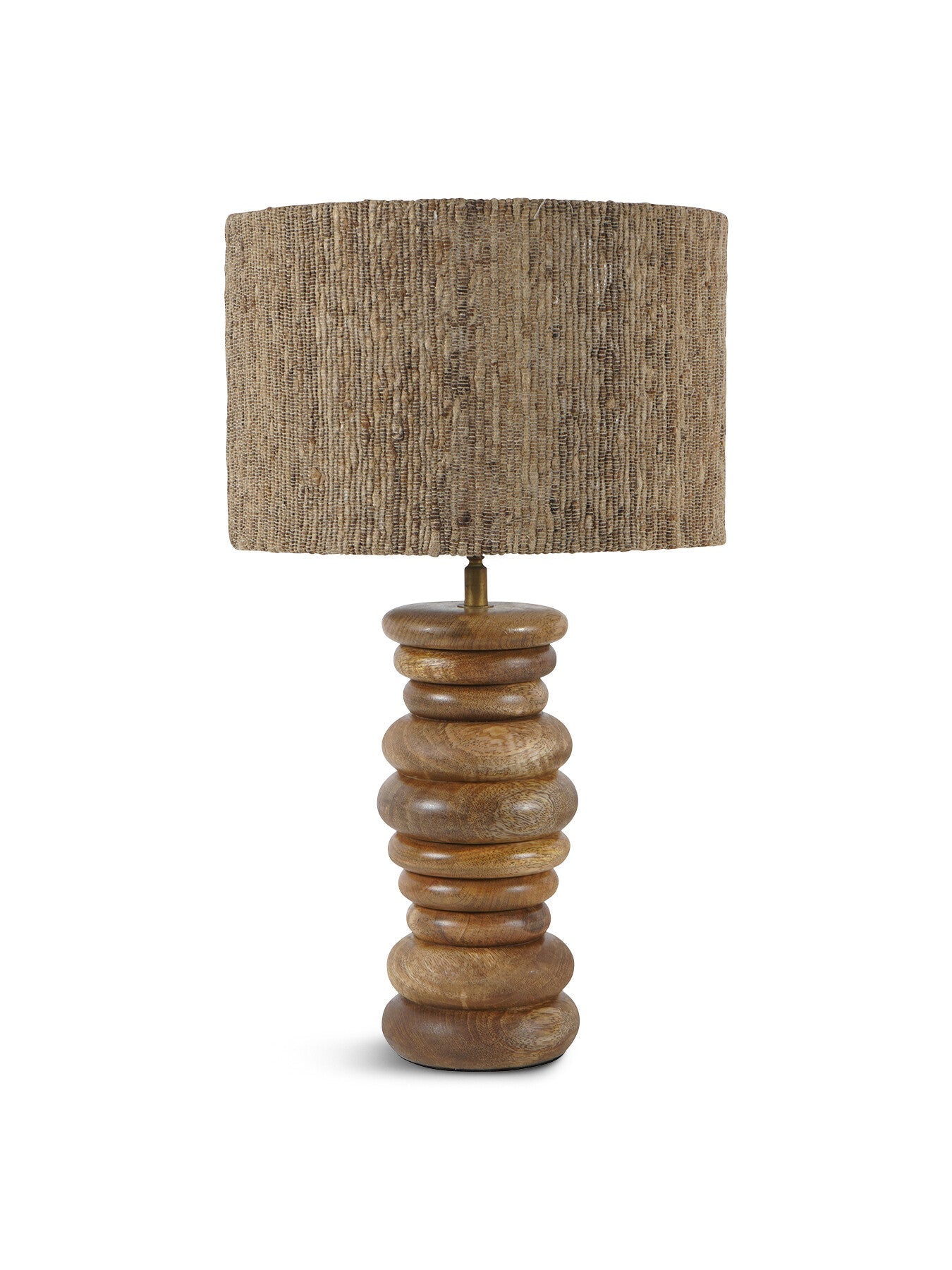 Leon Solid Wood Table Lamp with Silk Jute Shade Larg