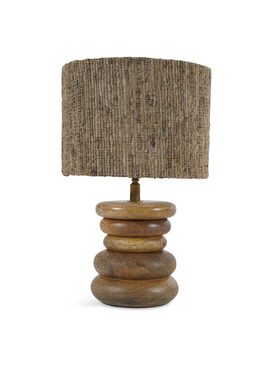 Leon Solid Wood Table Lamp with Silk Jute Shade Smal