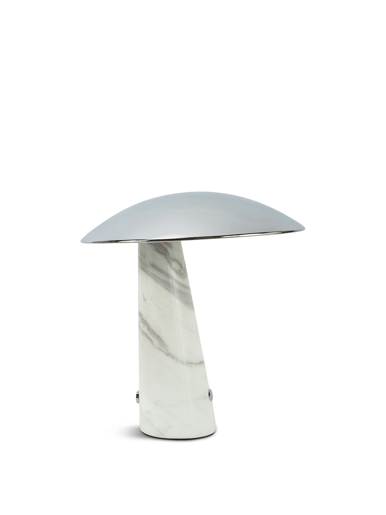 Abri LED Portable Table Lamp Chrome/White Volakas Marble