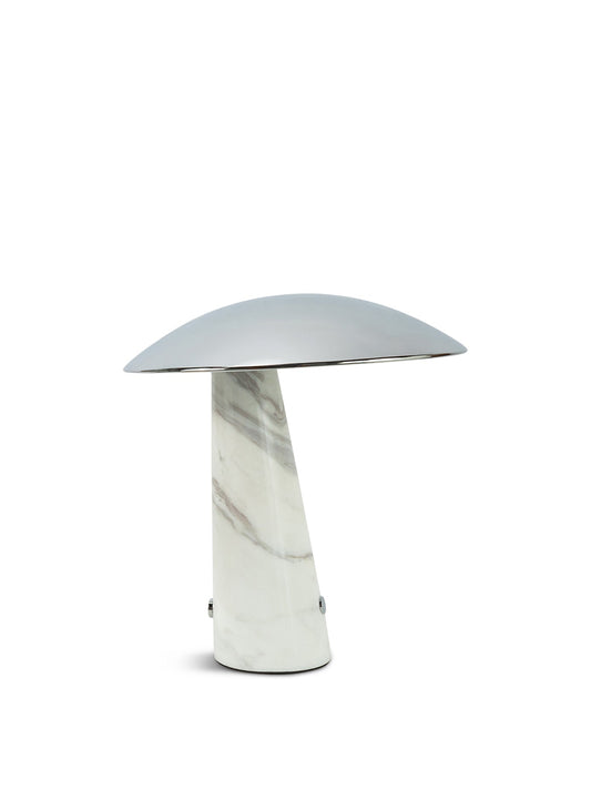 Abri LED Portable Table Lamp Chrome/White Volakas Marble