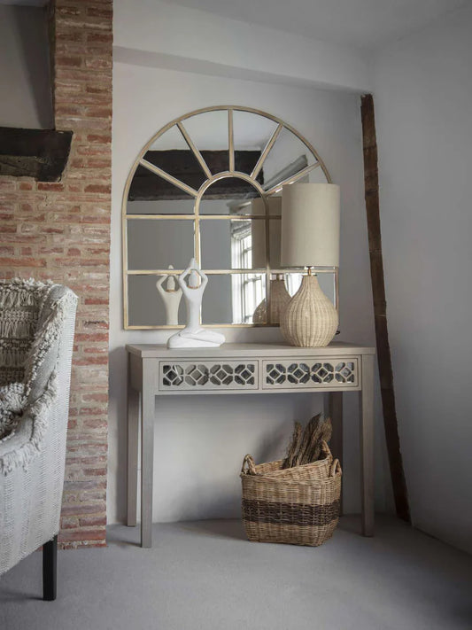 Rattan Lamp with Drum Shade Small